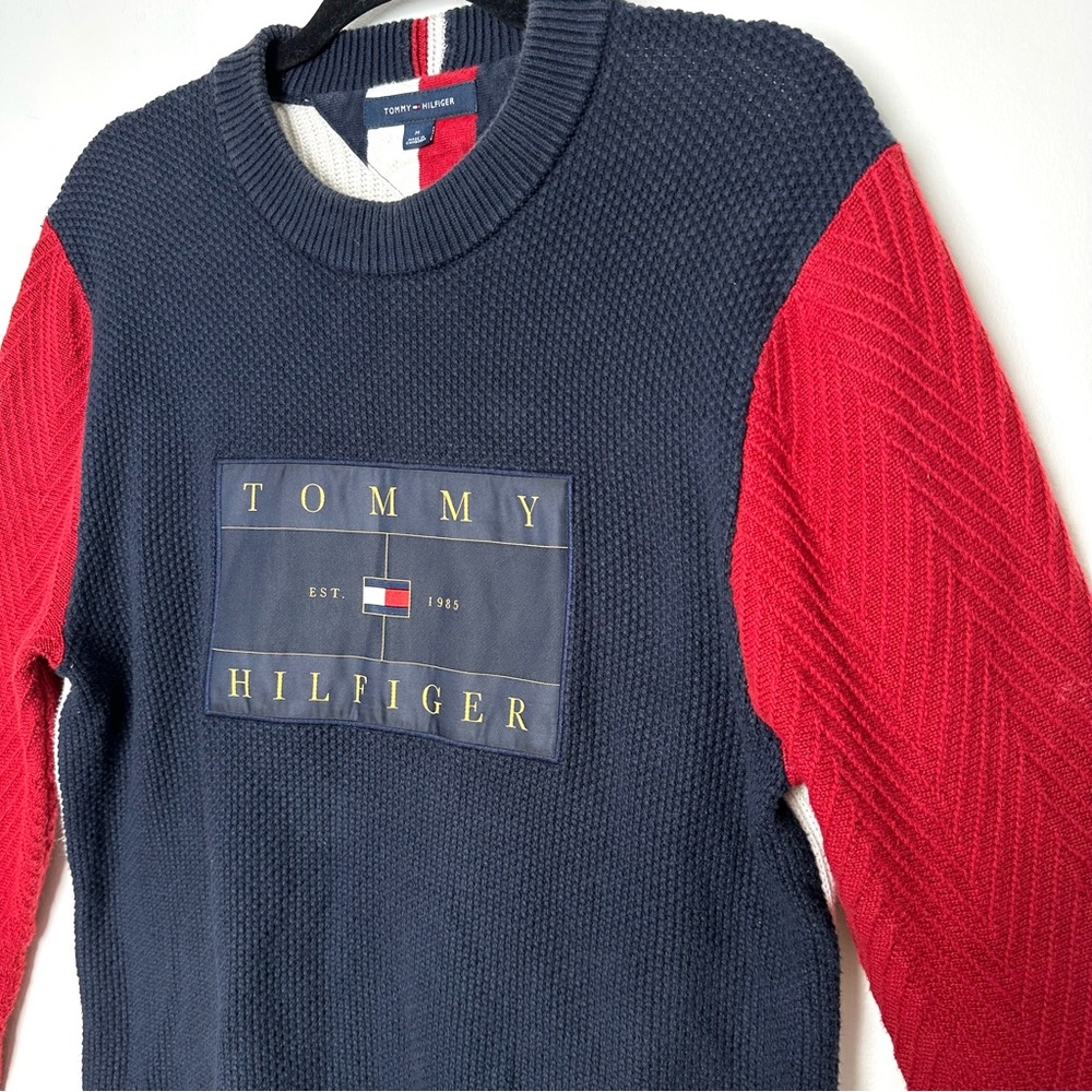 Tommy Hilfiger Retro Flag Colour Block Preppy Collegiate Cotton Sweater - Picture 4 of 12